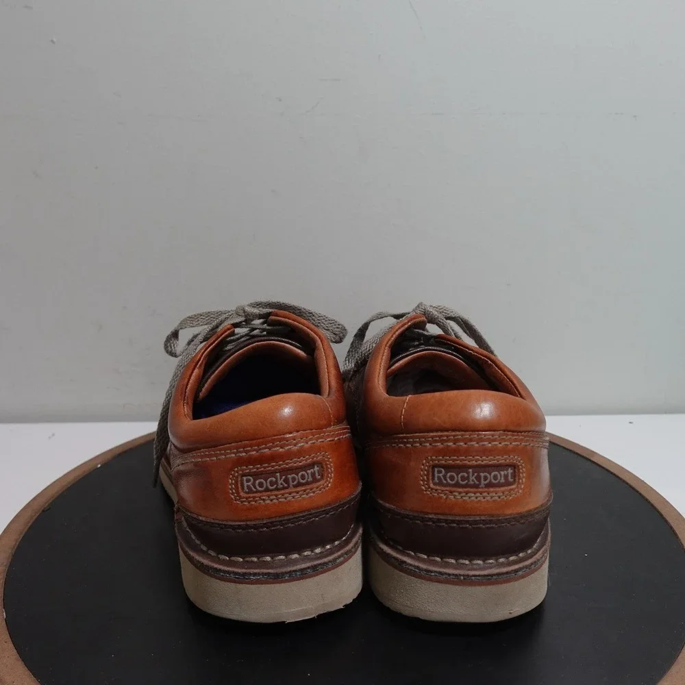 Rockport Leather Oxford Shoes Men 10‎ XW Brown Vibram Sole Casual Comfort